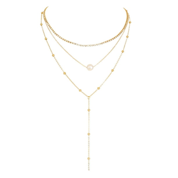 Women Choker Jewelry Multilayer Velvet Leather Copper Bar Long Pendant Necklace 